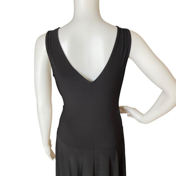 Chaps Retro Disco O-Ring Wrap Jersey Dress Size M Black - Picture 4 of 7